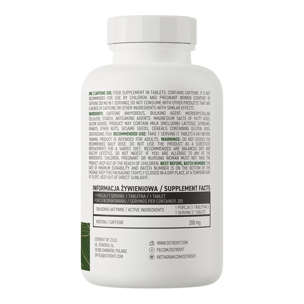 OstroVit Kofeīns 200 mg, 200 tabletes
