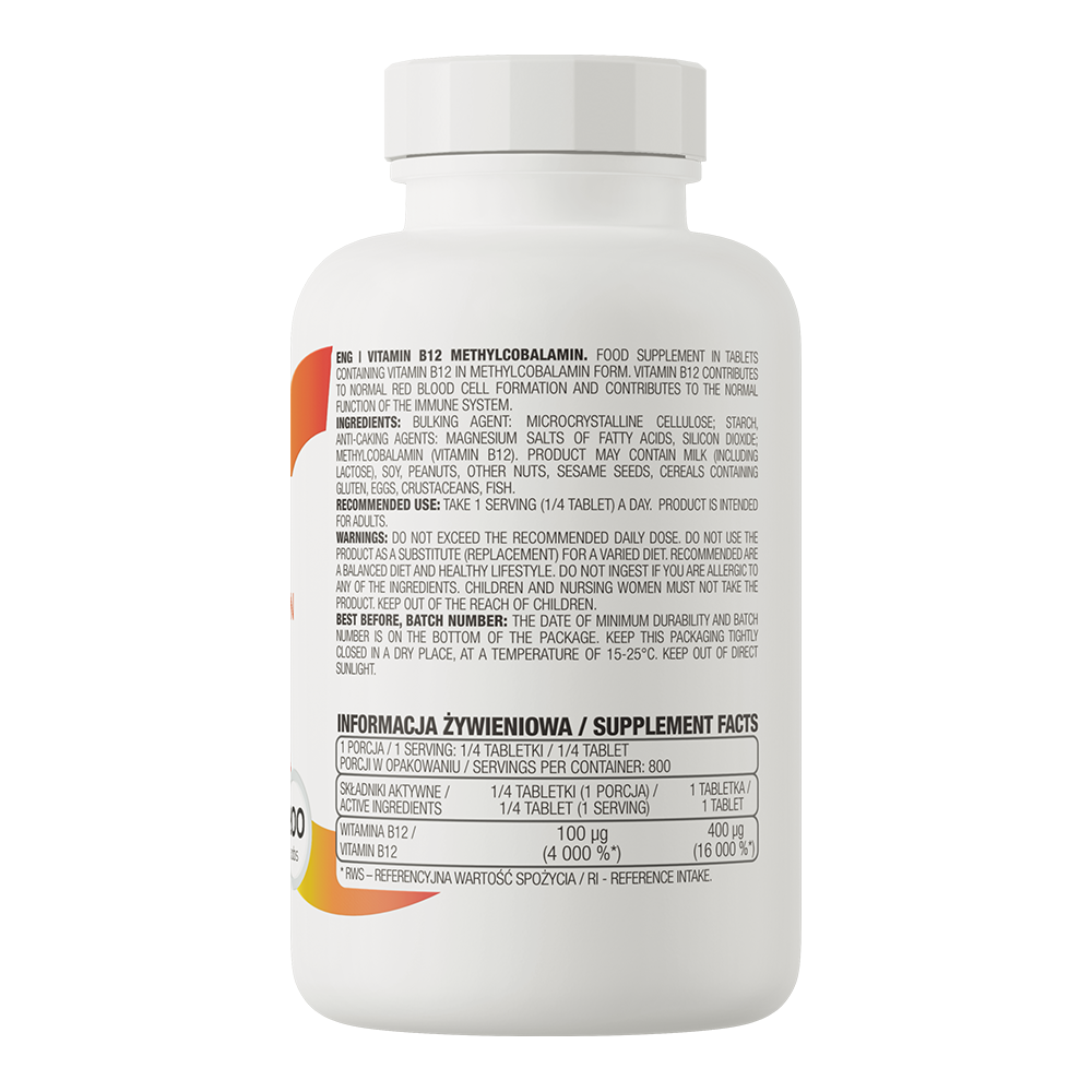 OstroVit B12 vitamīns Metilkobalamīns, 200 tab.