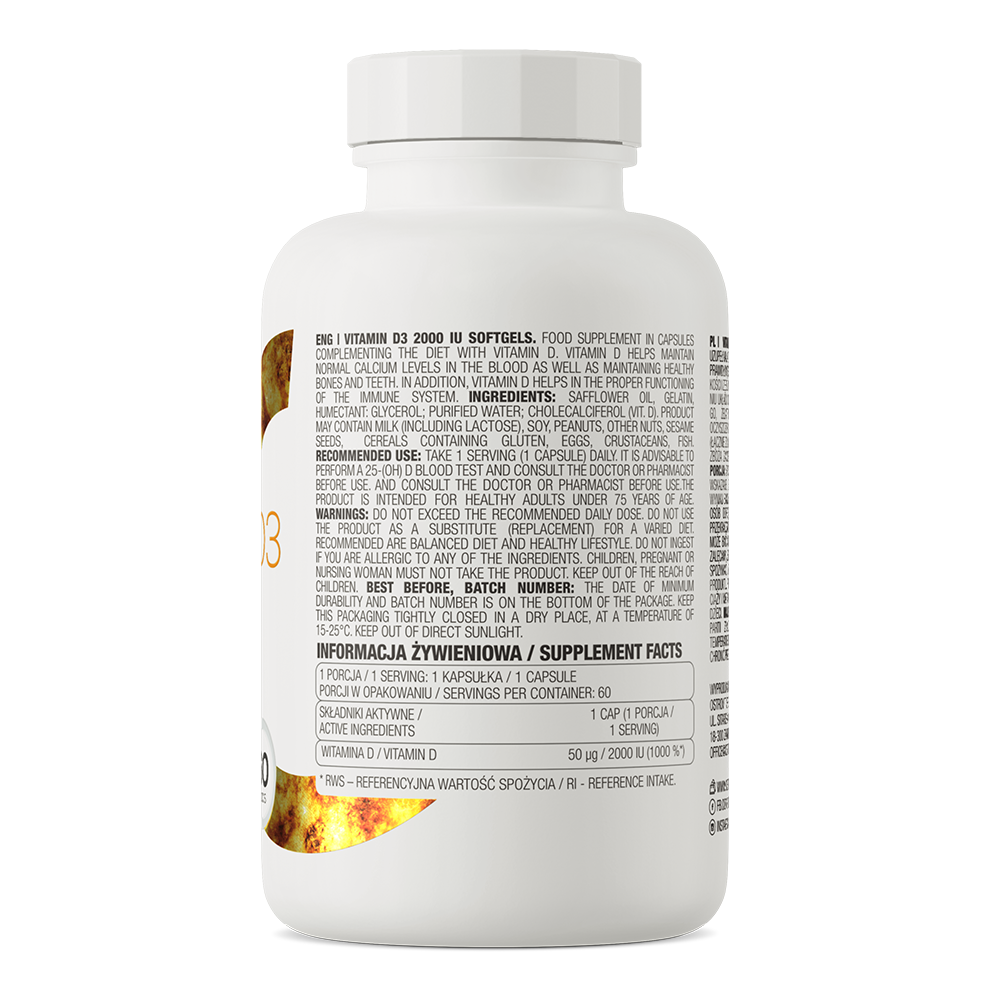 OstroVit D3 vitamīns 2000 SV, 60 kapsulas
