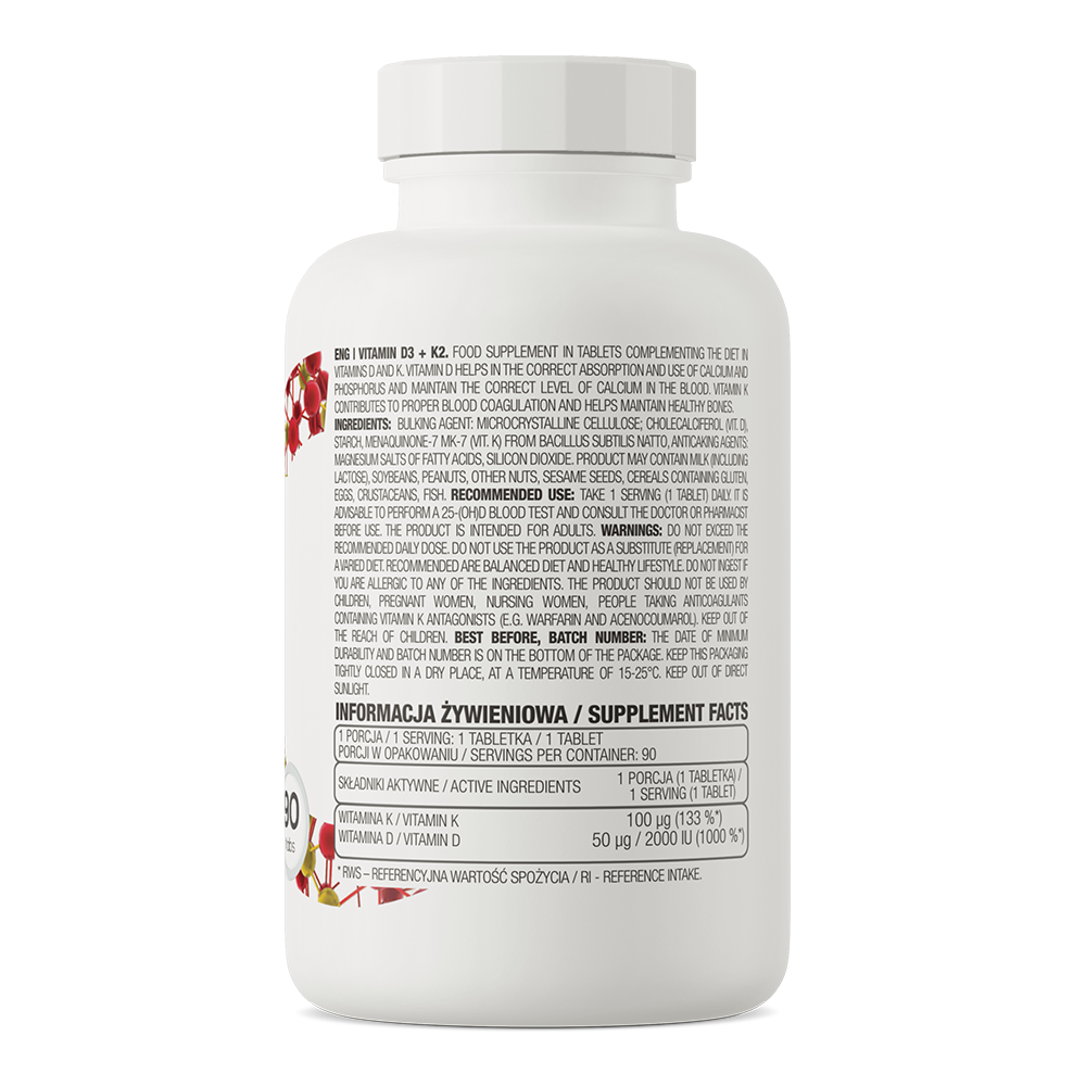 OstroVit D3 + K2 vitamīns, 90 tab.