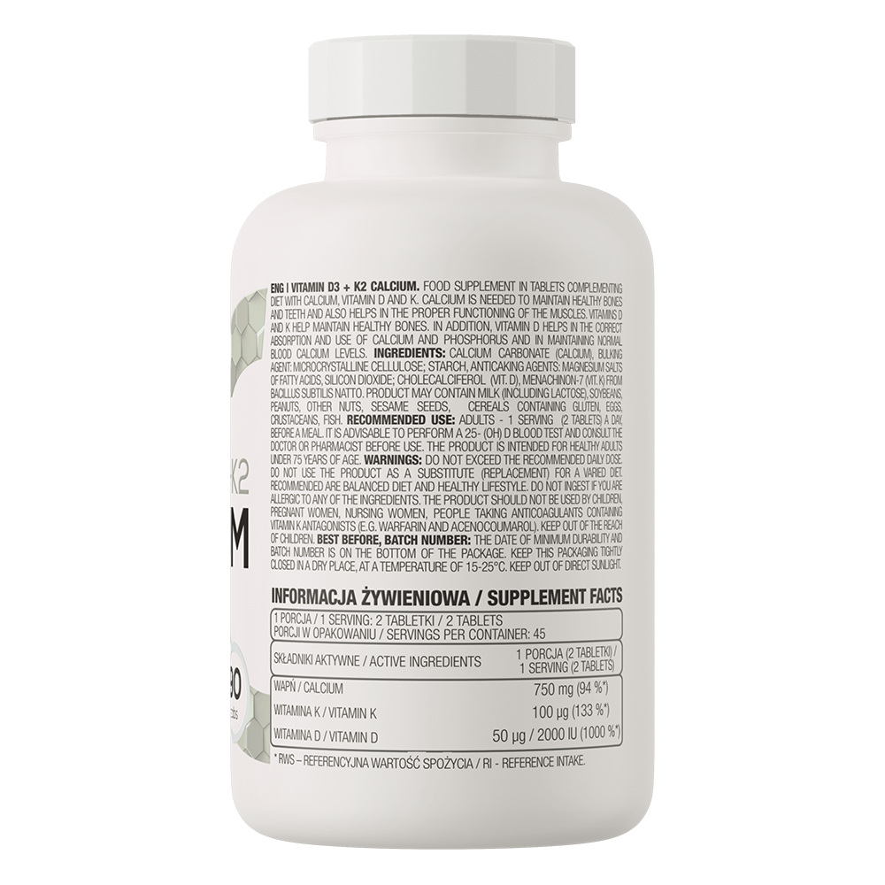 OstroVit D3 + K2 + kalcijs, 90 tab.