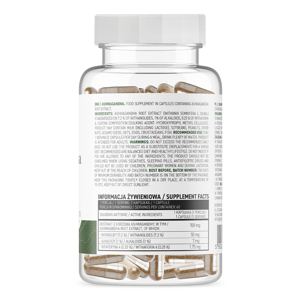 OstroVit Ashwagandha 700 mg VEGAN, 60 kapsulas