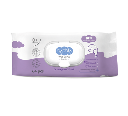 Wet wipes with lavender, 64 pcs